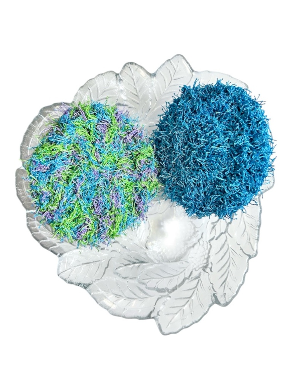 Hand Crafted Colorful Kitchen Dish Scrubbing Pads Crochet Polyester Lot of Two
